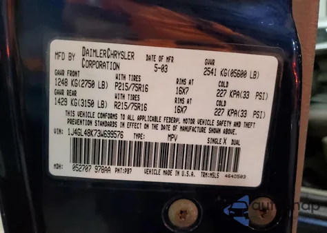 2003 Jeep Liberty Sport from USA, damaged, VIN 1J4GL48K73W699576